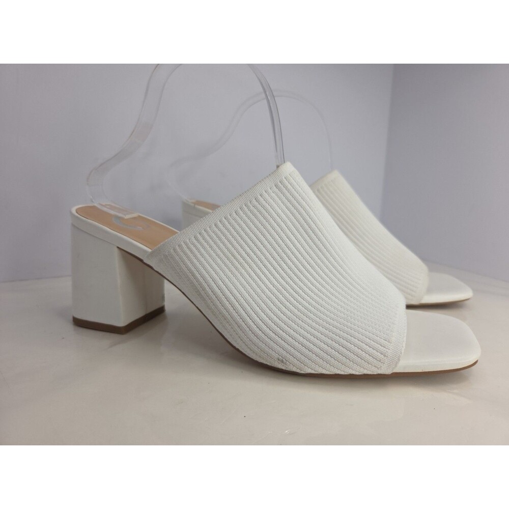 Journee Square Open Toe Chunky Block Heel Knit Slip-On Pump Women Sz 11 Lorenna